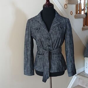 Elegant Charcoal Belted Blazer